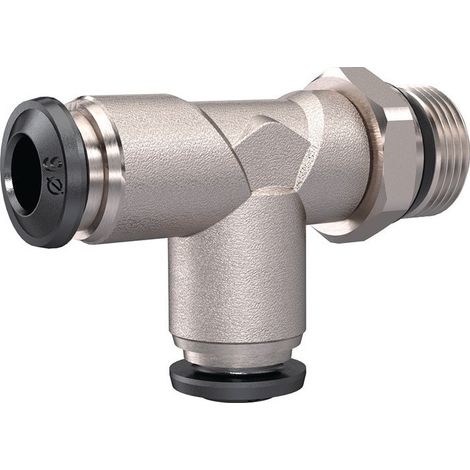 Raccordo a T rapido AG 3/8 per tubo OD 10mm. MS vern. forma. girevole .RIEGLER (Per 10)