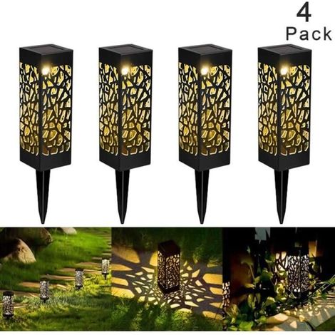 HONORNIC - 4pcs Lampe Solaire de Jardin LED Lanterne étanche Borne d'Eclairage décoration patio cour