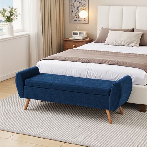 Chenille Upholstered Storage Bench (1/4)
