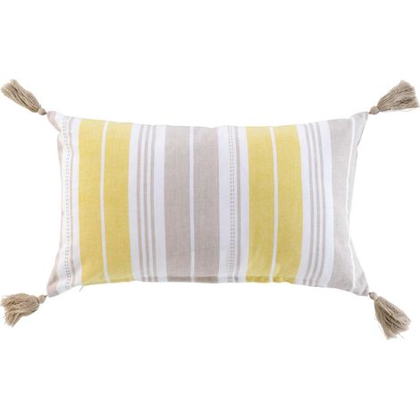 Coussin avec pompons 30 x 50 cm Nature Line jaune (1/3)