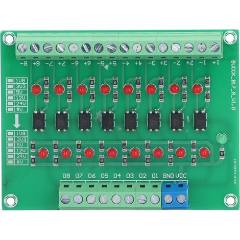 Module isolation optique 24V→5V – Carte conversion signal PLC – 8 canaux optocoupleurs (1/5)