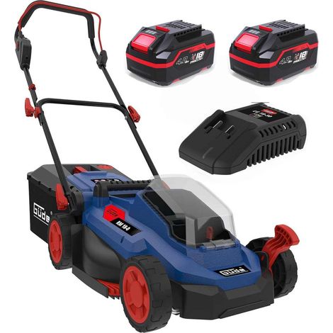 GÜDE City Rasenmäher RM 18/33 18V, 33 cm Schnitt mit 2 x Akku 4.0 Ah + Ladegerät