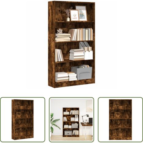 Rangement chambre -  Bibliothèque chêne fumé 80x24x143 cm bois d'ingénierie (1/5)