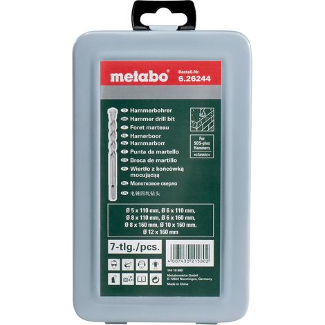 Metabo SDS-plus Classic-Bohrersatz 7-tlg. Ø 5, 6, 8 mm, L=110 mm / Ø 6, 8, 10, 12 mm L=160 (1/3)