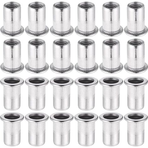 60 Pièces 304 Ecrou a Sertir M8 en Acier Inoxydable Tête Plate Ecrou Aveugle Rivet Fileté Ecrou a Rivet pour pince à insert fileté (1/5)