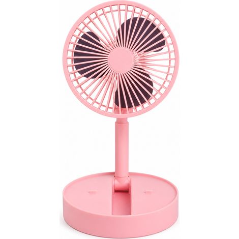 Ventilatore portatile USB pieghevole e telescopico rosa 3 velocità (1/5)