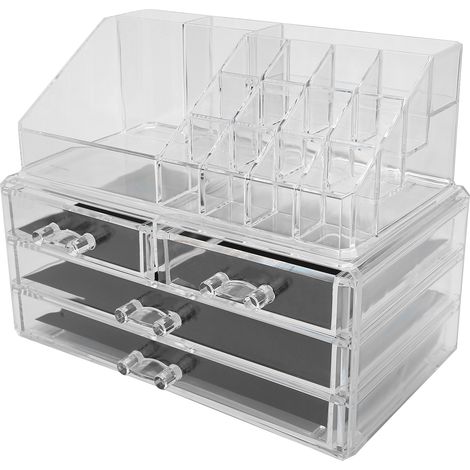 Boîte de rangement pour maquillage, cosmétiques et bijoux avec 3 tiroirs, idéale pour ranger et présenter vos épingles à cheveux. (1/5)
