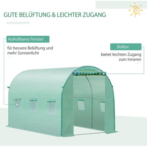 Bâche de remplacement transparente 3 x 2 x 2 m 6 fenêtres PE pour tunnel serre jardin potager (1/4)