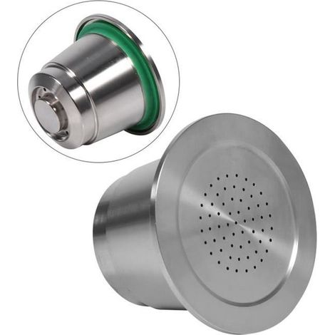 Capsule de café réutilisable et rechargeable en acier inoxydable, compatible avec les machines à café standard (1/4)