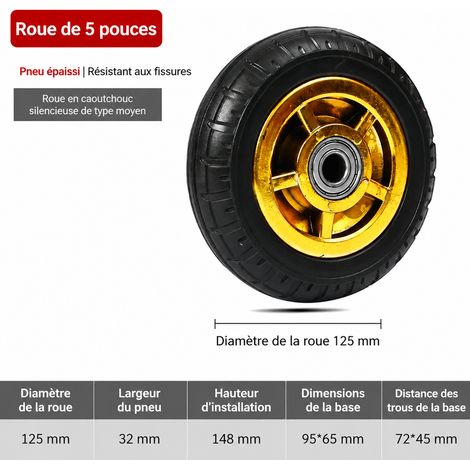 Roue simple 5 pouces 125 mm en caoutchouc silencieuse sans support doré 410 g doré 5 32 410 12,5 × 3,2 × 10,3 cm 410 g – Livraison gratuite