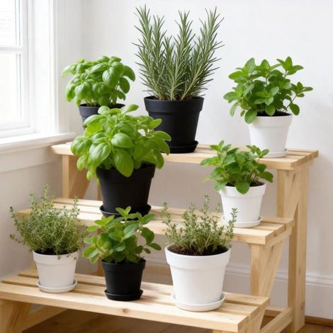 Lot de 8 pots de fleur 10 cm en plastique blanc - intérieur et extérieur - avec soucoupe et drainage en polypropylène (1/4)