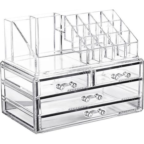Organizador maquillaje transparente 20 espacios para cosméticos 17,5x22,5x13,5