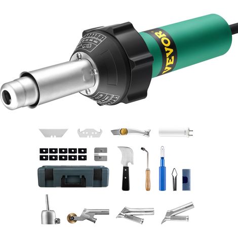 Vevor – Soudeur plastique à air chaud 1600 W – Température 50°C-600°C – Buses acier inoxydable – Kit 14 accessoires pour soudage toiture (1/5)