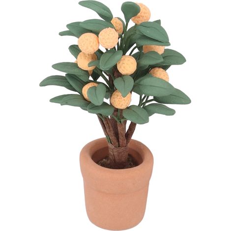 Miniature arbre à oranges en pot, bonsaï céramique 1:12, décoration maison, plante artificielle (1/5)