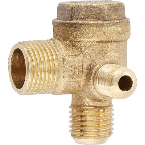 Compresseur D'air Clapet, 20 x 14 x 10mm Clapet Anti-retour 3 Ports en Laiton Filetage Mâle Valve de Compresseur d'air, 90 Degrés Accessoires Pneumatiques de Tube Connecteur Pièces de Rechange (1/5)