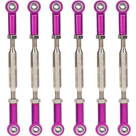 6Pcs 88mm Tiges de réglage en alliage d'aluminium pour voiture RC, accessoires de biellettes ajustables, violet (1/5)