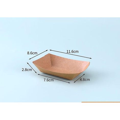 50 Pack Usage Unique En Papier Kraft Plateaux Graisse Alimentaire Rsistant Fast Food Paperboard Bateau Panier Pour Les Ftes Foires Pique (1/5)