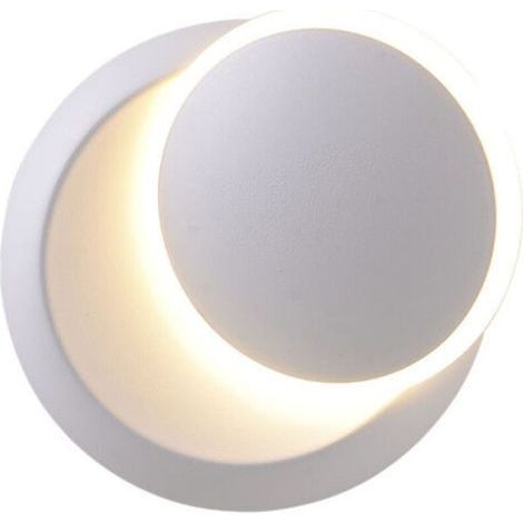 Appliques murales intérieures blanches, lampe murale LED 7 W, moderne, blanc chaud, créative, modèle « Éclipse », 2 en 1, en fer, applique murale LED (blanc), classe énergétique E (1/5)