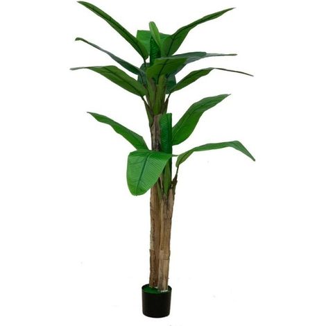 Bananier artificiel avec pot et 2 tiges 160H cm (1/3)