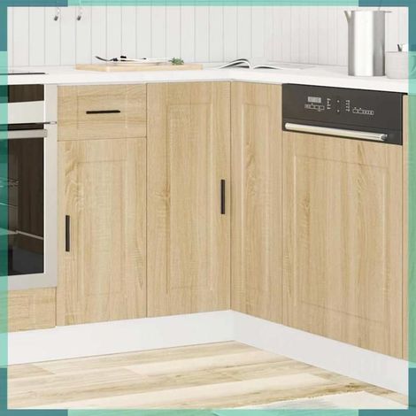 Armoire d'angle de cuisine - Porto - chêne sonoma - bois d'ingénierie - 75,5x75,5x81,5 cm (1/5)