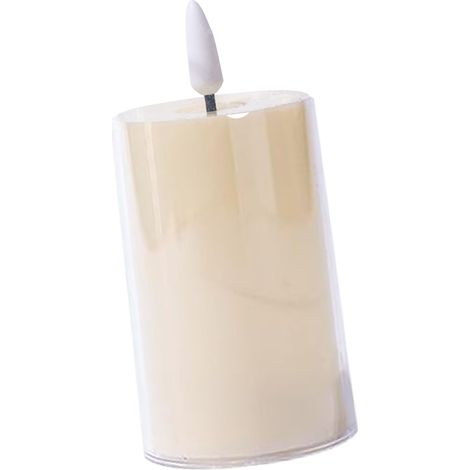Lot de 3 bougies LED sans flamme en PP, fausses bougies piliers électriques LED pour décorations de table de mariage et de Noël, mèche fixe (1/5)