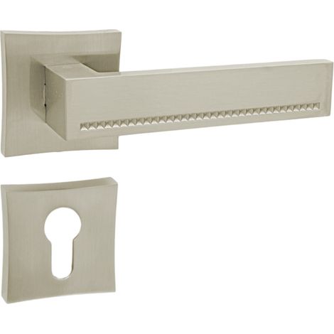 DOMINO Poignée de porte DELUX-QR M9 PZ Poignée avec plaque PZ pour cylindre profilé Nickel (1/5)