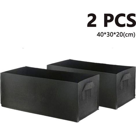 Lot de 2 Pflanztaschen Pflanzsack en non-Tissé avec Poignées Sac Croissant pour les Pommes de terre, les Tomates et les Fraises,Noir, 40x30x20cm (1/4)