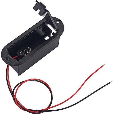 Professioneller 9V-Batteriehalter für aktive Gitarren- oder Bass-Tonabnehmer, mit Stromkabel (schwarz) - Schwarz (1/4)