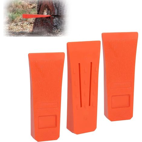 6 Inch Chainsaw Felling Wedge with Spikes for Safe Felling, ABS Garden Wedges with Bag, Sturdy and Durable, Lumberjack Accessory Tool/Set of 3 (1/5)