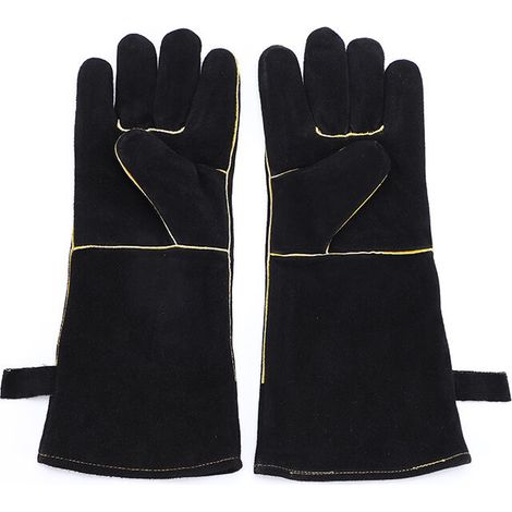 Guantes  resistentes al calor extremo y al fuego, de cuero con costuras de Kevlar, perfectos para chimenea, estufa, horno, parrilla, soldadura, barbacoa, MIG, agarraderas,