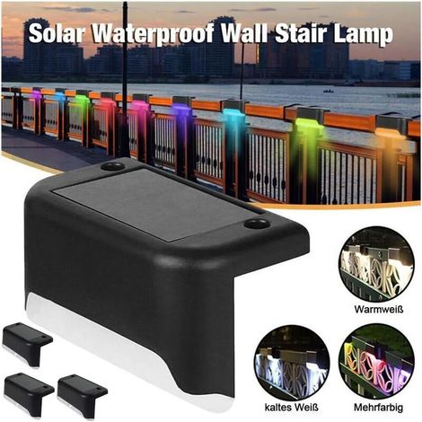 Lot de 12 lampes solaires LED pour clôture, appliques murales, éclairage de jardin et lampes d'escalier colorées d'extérieur-AquaForge