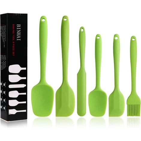 Spatules en Silicone, vert 6 Spatule en Silicone Anti-Adhésif en Caoutchouc avec Noyau en Acier Inoxydable – Spatule Résistante à la Chaleur pour Cuisson, Cuisson Et Mélange (1/5)