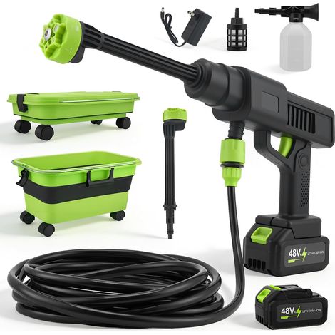 Nettoyeur haute pression portable de 30 bar, 2 batteries de 3,0 Ah, réservoir pliable de 22 litres, buse multifonction 6 en 1, nettoyeur haute pression sans fil pour voitures, terrasses, fenêtres (1/5)