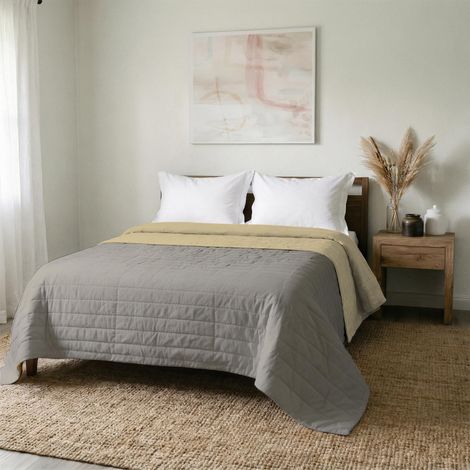 Couette d'été, 260x270 cm, Crème/Gris Clair (1/5)