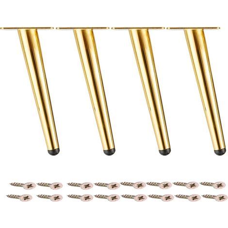 Metal table legs, angled sofa legs, for adjusting table height, gold, set of 4, 20 cm (1/5)