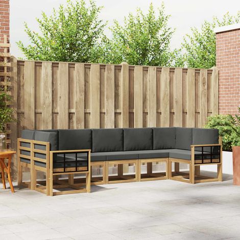 vidaXL Outdoor-Sofagarnitur 7 Stk. Weiß und Anthrazit (1/5)