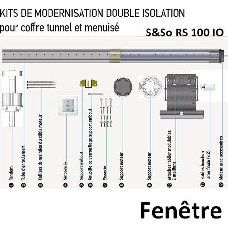 Somfy – Kit de modernisation pour volets roulants – Moteur S&SO RS100 IO – Axe recoupable 1000 à 1700 mm – Technologie 17500 cycles (1/2)