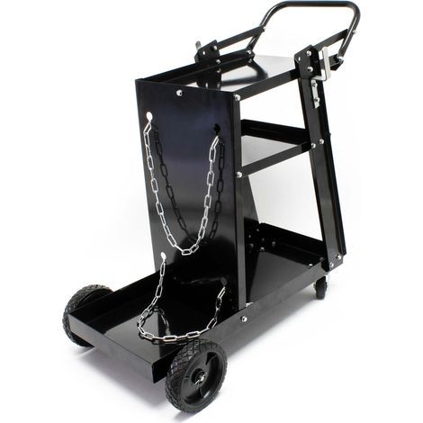 Wiltec Carrello porta saldatrice max 45 kg, 3 ripiani con vano bombola, Carrello da officina per saldatura