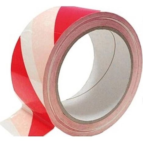 Ruban Avertissement Blanc-Rouge 50mm x 33m - Adhésif Résistant - Sécurité et Visibilité - Usage Professionnel - Beast