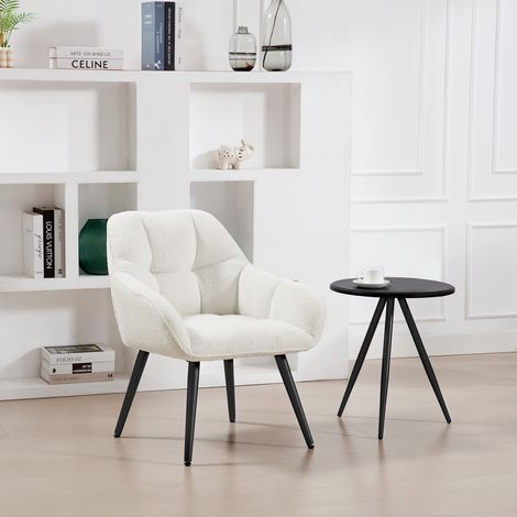 WOLTU Relaxsessel, Armlehnensessel Ohrensessel, Loungesessel, Frotte Polstersessel mit Metallbeinen, für Wohnzimmer Schlafzimmer, 150 kg belastbar, Creme (1/5)