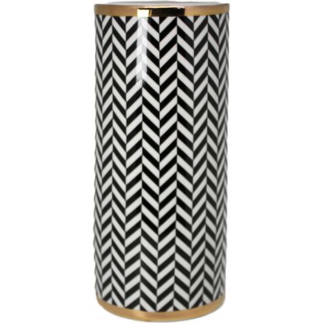 Elegante vaso decorativo con motivo geometrico, vaso tubolare in ceramica (1/5)