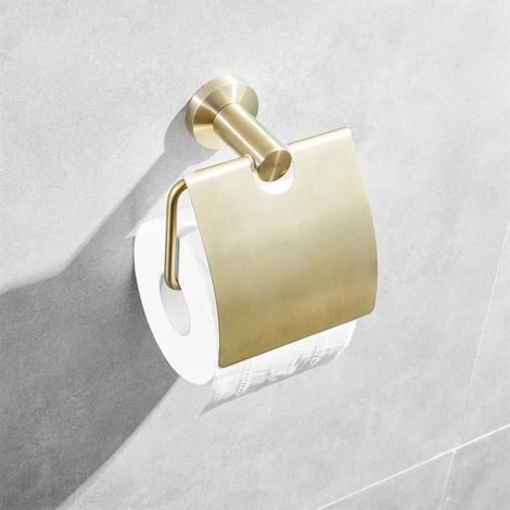 Porte-papier toilette, inox, doré, pour WC et salle de bain (1/5)