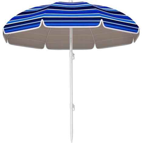 Grand parasol de plage multicolore avec protection UV UPF50+, inclinaison réglable et sac de transport inclus (180 x 196 cm). (1/5)