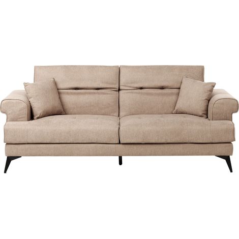 Sofa 3-Sitzer SKIVE Stoff Hellbraun