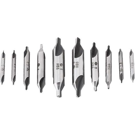 10-teiliges HSS-Zentrierbohrer-Set (1 mm–5 mm) mit 60°-Kombinations-Senkbohrern