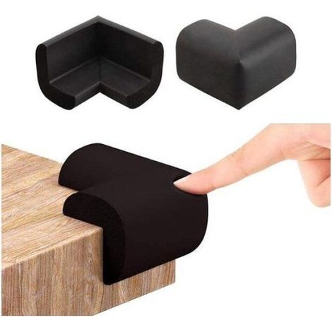 Lot de 12 protections d'angle en mousse pour table de bébé, noires (1/5)