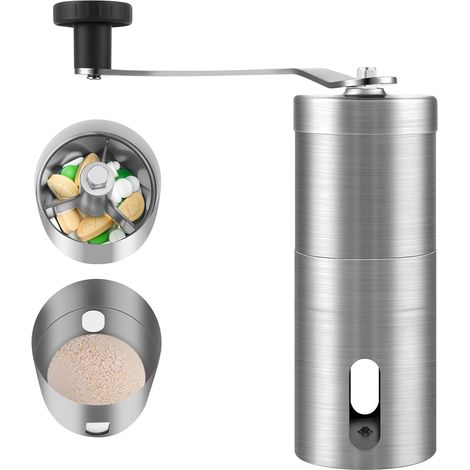 Tablettenmörser, manuelle Tablettenmühle aus Edelstahl, Medizinmörser, Tablettenmörser, Pulvermühle für Medikamente, für Senioren, Kinder und Tiere