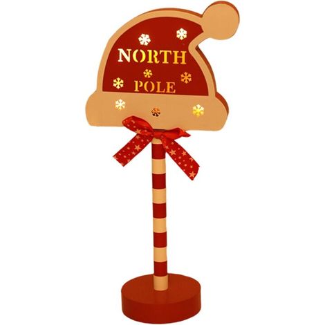 Ciel-Lumières Vintage de Noël Pôle Panneau LED Rue Décoration Table en Bois Décor F (1/4)