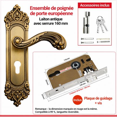 Serrure à poignée L208 laiton vieilli, grand corps 50, 160 mm 160mm 1 kg – Livraison gratuite