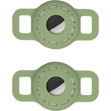 Étui en Silicone pour Collier pour Animaux de Compagnie avec Film Protecteur HD Haute Transparence, étui de Recherche GPS Portable réglable pour Collier de Chien Chat 2 pièces (2-Vert Matcha), Ensolei (1/5)
